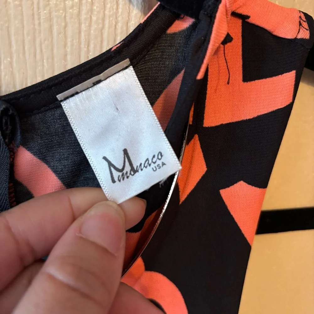 Black and Orange Sleeveless Dress